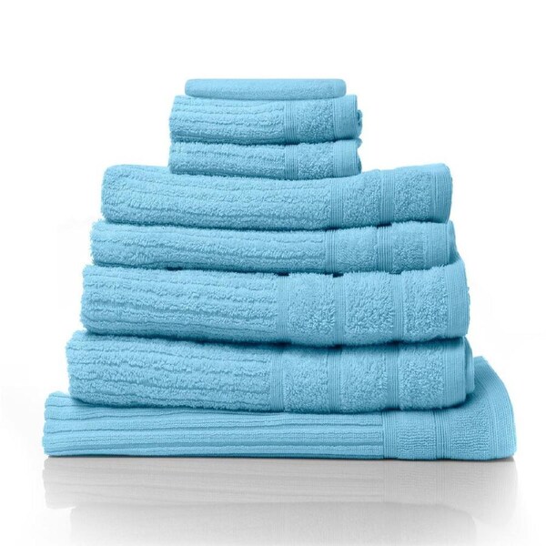 8pc Royal Comfort Eden Egyptian Cotton 600 GSM Soft Bath Towel Pack Aqua