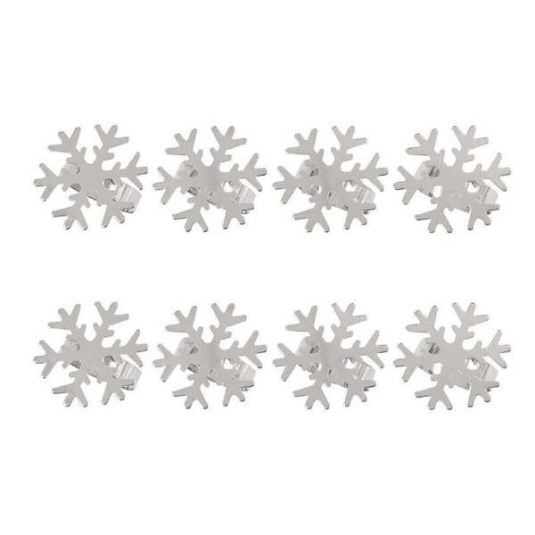 2x 4pc Bread and Butter Steel Snow Flake Napkin Serviette Holder Rings Silver