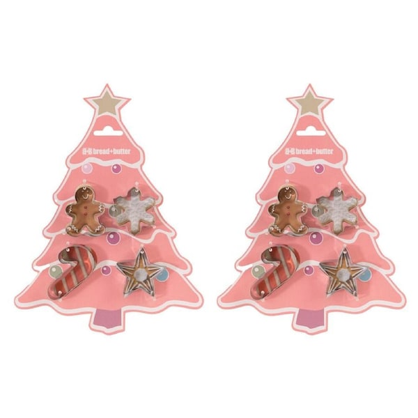 2x 4pc Bread and Butter Cookie Cutter Tree/Gingerbread Man/Snowflake/Star Set