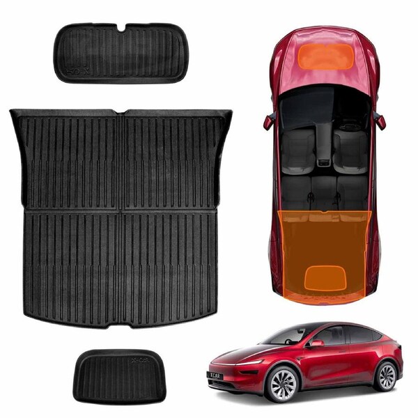 Interior Boot Liners Set for Tesla Model Y Juniper 2025-Onwards All Weather Front Toolbox Cargo Car Trunk Mats Cover Luggage Tray