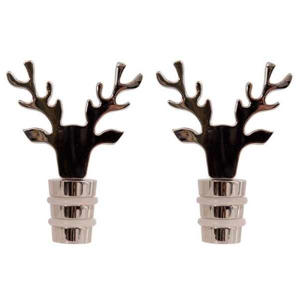 2PK Bread and Butter Silver Stag Alloy Wine Bottle Stopper Preserver Lid Cap