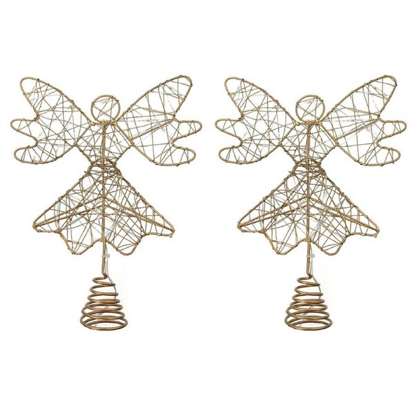2PK Santa's Helper Christmas Tree Metal Angel Topper Holiday Decoration 25cm
