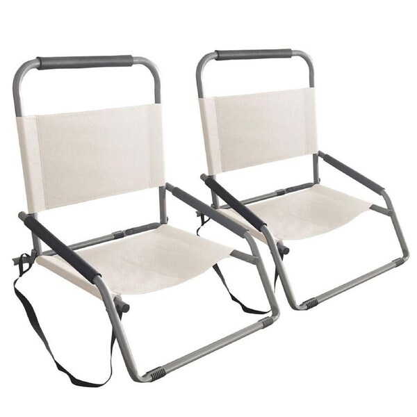 2pc Havana Outdoors Folding Portable Beach/Camping Chairs 60x65cm Natural