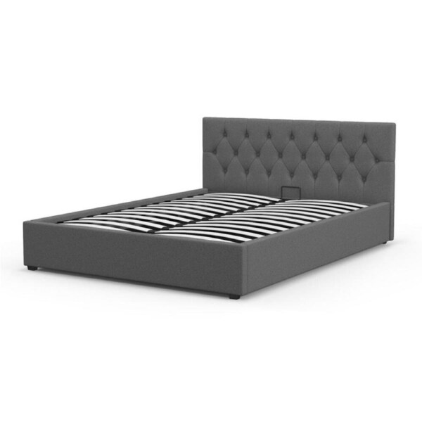 Milano King Size Capri Luxury Gas Lift Platform Bed Frame w/ Headboard M3 Grey