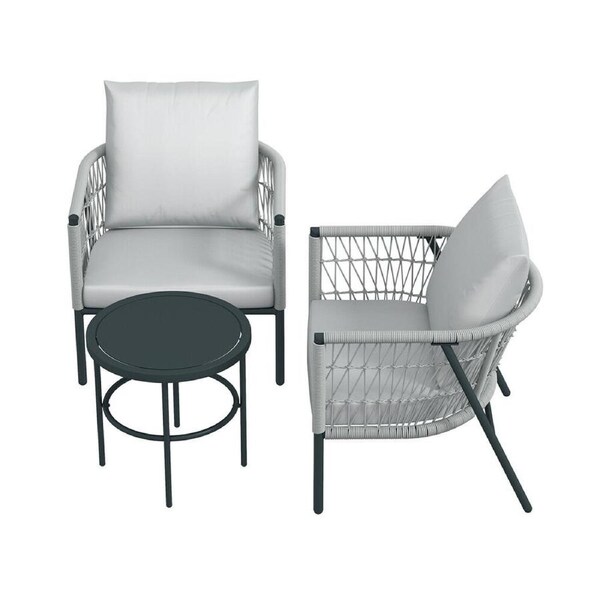 3pc Arcadia Outdoor Furniture Reims Patio/Garden Weather-Resistant Set Grey