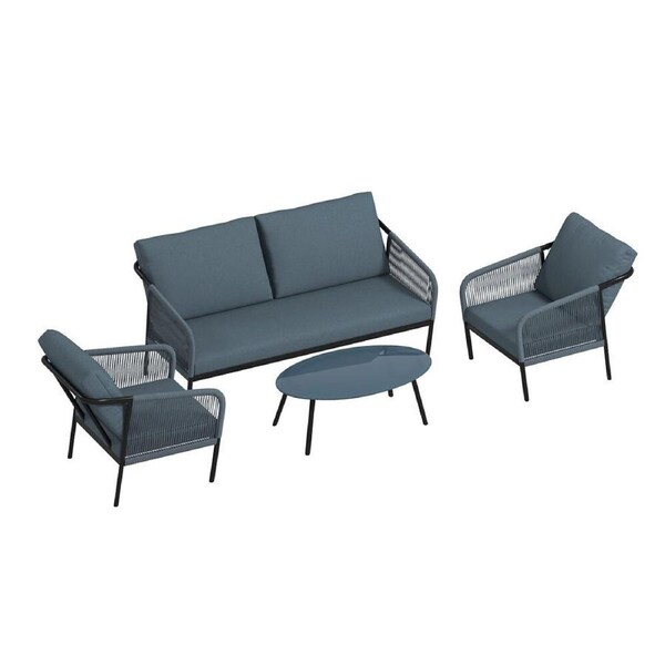 4pc Arcadia Outdoor Furniture Tivoli Patio/Garden Set Weather-Resistant Grey