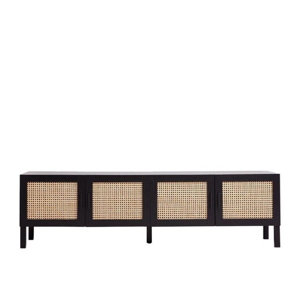 Casa Decor Tulum Rattan Entertainment Unit TV Stand w/ Cabinet 175x50cm Black
