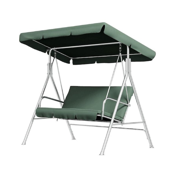 Milano Outdoor Polyester/Steel 3-Seater Garden Swing Chair 170x155cm Dark Green
