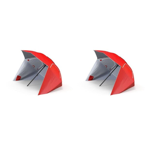 2PK Havana Outdoor Beach/Camping Portable Umbrella UV & Waterproof 180cm Red