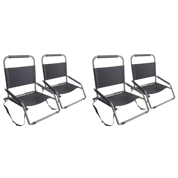 2x 2pc Havana Outdoors Folding Beach/Camping Chair 60x65cm Vintage Black