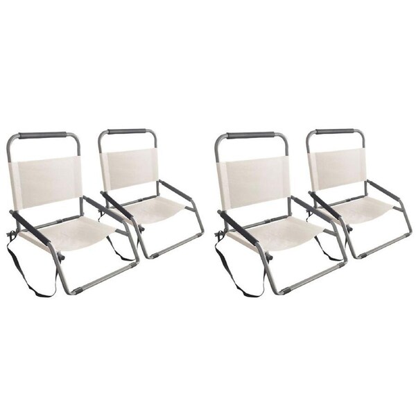 2x 2pc Havana Outdoors Folding Portable Beach/Camping Chairs 60x65cm Natural