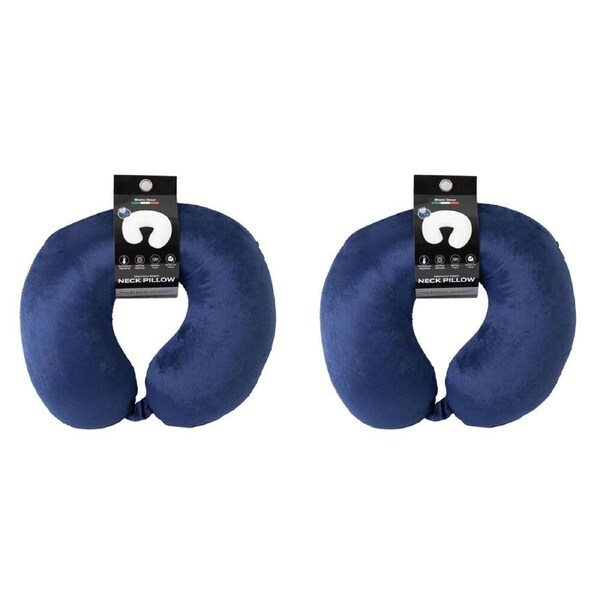 2PK Milano Decor Polyester Memory Foam Travel Neck Support Pillow 30x30cm Blue