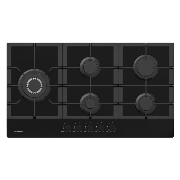 Domain Premium Gas on Glass Cooktop with Side Wok Burner + FFD & Cast Iron Trivets - 900mm