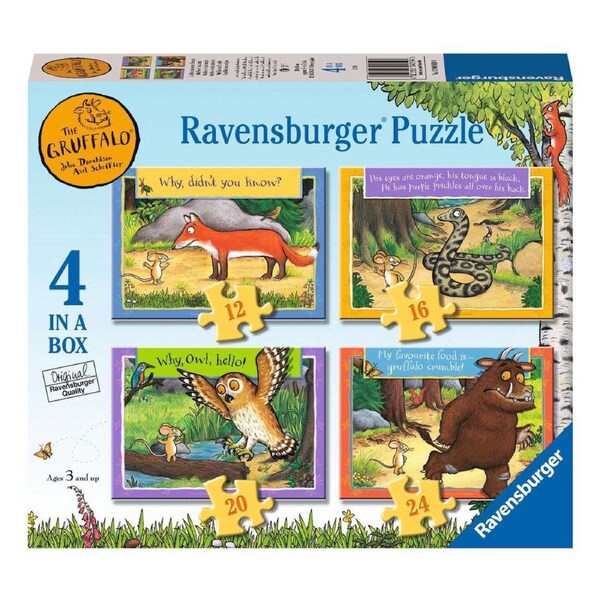 Ravensburger The Gruffalo 4 in a Box 12, 16, 20, and 24 Piece Jigsaw Puzzle
