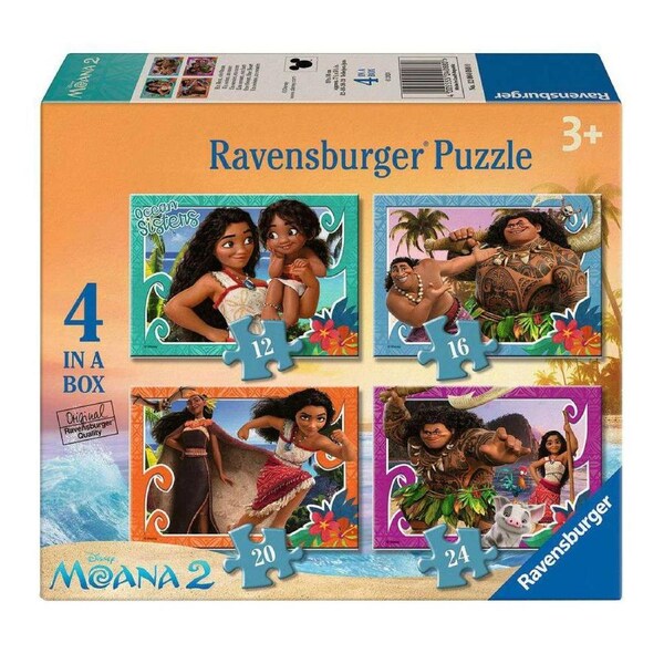 Ravensburger Disney Moana 2 4 in a Box 12, 16, 20, and 24 Piece Jigsaw Puzzle