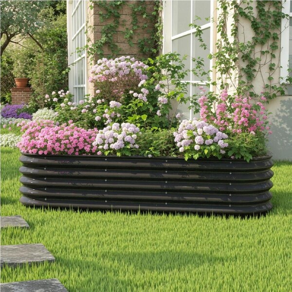 Advwin Raised Garden Bed, Galvanised Steel Planter 200*60*42cm