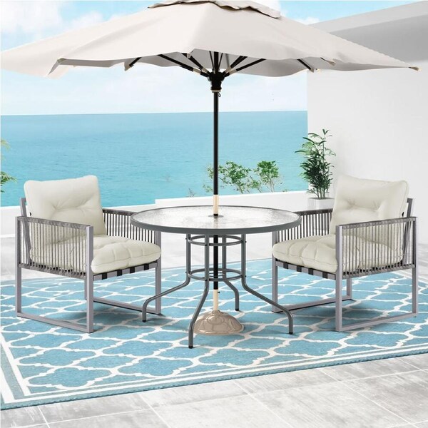 ALFORDSON Outdoor Dining Patio Set Glass Table Lounge Chair