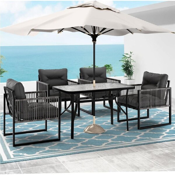 ALFORDSON Outdoor Dining Table Chairs Set Glass Patio Furniture