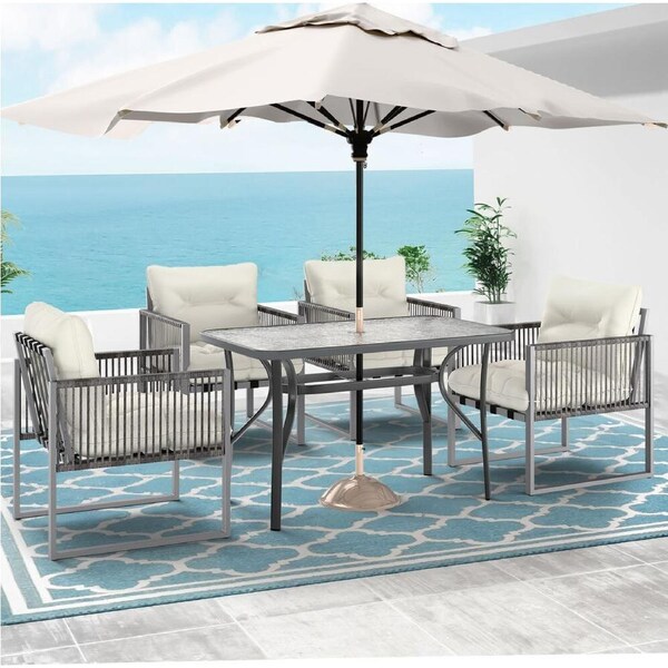ALFORDSON Outdoor Dining Set Patio Glass Table Lounge Chairs
