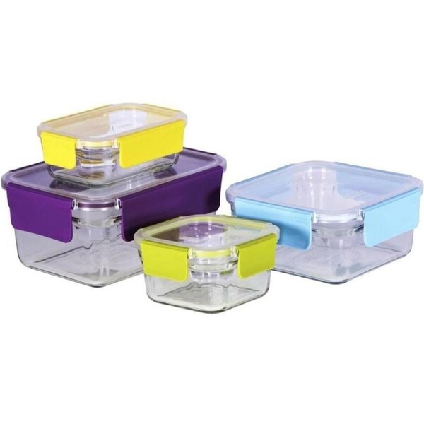Glasslock 4-Piece Premium Oven Safe Glass Food Container Set w/ Snaplock Lids