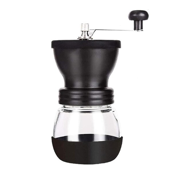 Manual Coffee Bean Grinder Glass Hand Crank Portable Grinding Mill for Home Use
