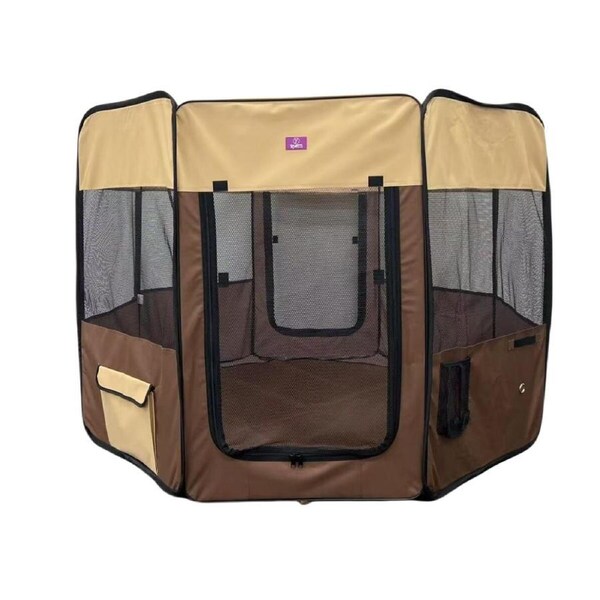 YES4PETS 98 cm High Foldable XL Brown Dog Puppy Cat Cage Soft Playpen Rabbit Enclosure