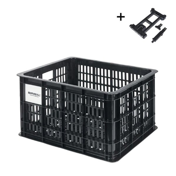 Basil Crate MIK 2.0 Black Recycled Lockable Medium 29.5L