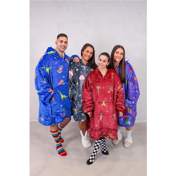 Super Soft & Stylish! Snuggle Season Must Have Hoodie Blanket - Pack of 4 Adult Woodle Hoodie Wearable Blanket