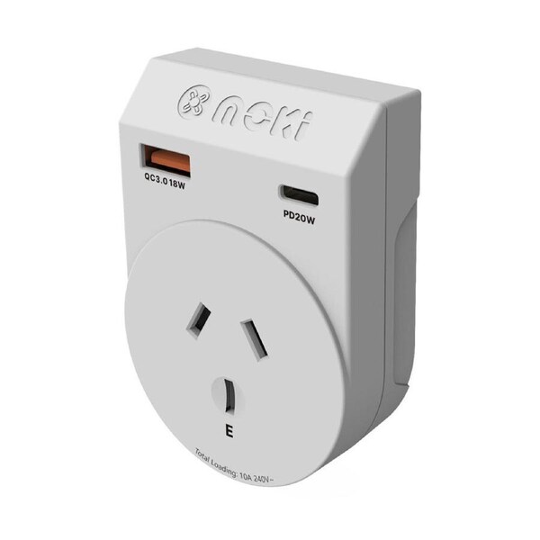 Moki Travel Adaptor Plus Outbound AU/NZ to South Africa w/ Type-C & USB-A