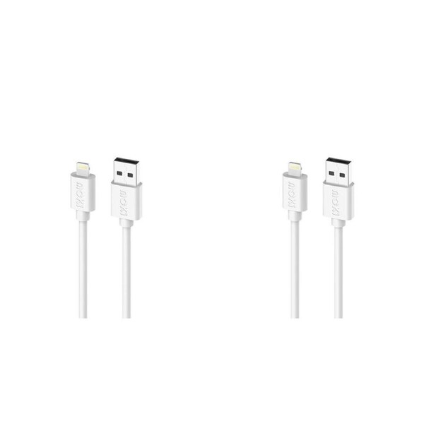 2PK Moki USB-A to MFi Certified Lightning SynCharge Cable 1 Meter Classic White