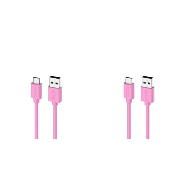 2PK Moki USB-A to USB-C SynCharge Cable 1 Meter iPhone/Android Soft Pink