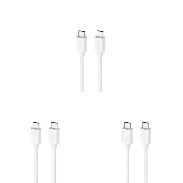3PK Moki USB-C to USB-C SynCharge Cable 1M iPhone/Android Classic White