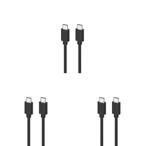 3PK Moki USB-C tUSB-C Connector SynCharge Cable 1 Meter iPhone/Android Jet Black