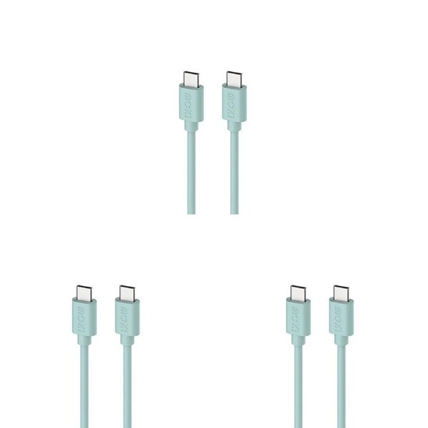 3PK Moki USB-C to USB-C SynCharge Cable 1M iPhone/Android Pastel Green