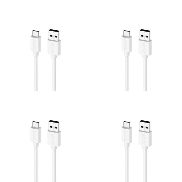 4PK Moki USB-A to USB-C SynCharge Cable 1M iPhone/Android Classic White