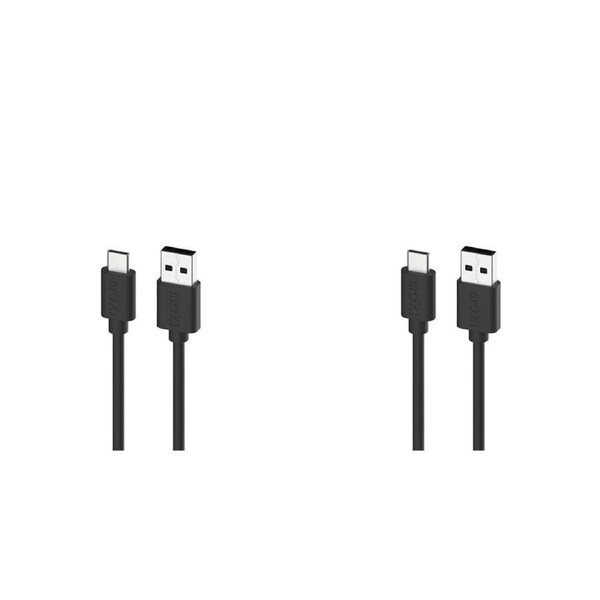 2PK Moki USB-A to USB-C SynCharge Cable 1 Meter iPhone/Android Jet Black