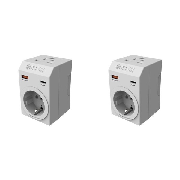 2PK Moki Travel Adaptor Plus Inbound Universal to AU/NZ with Type-C & USB-A