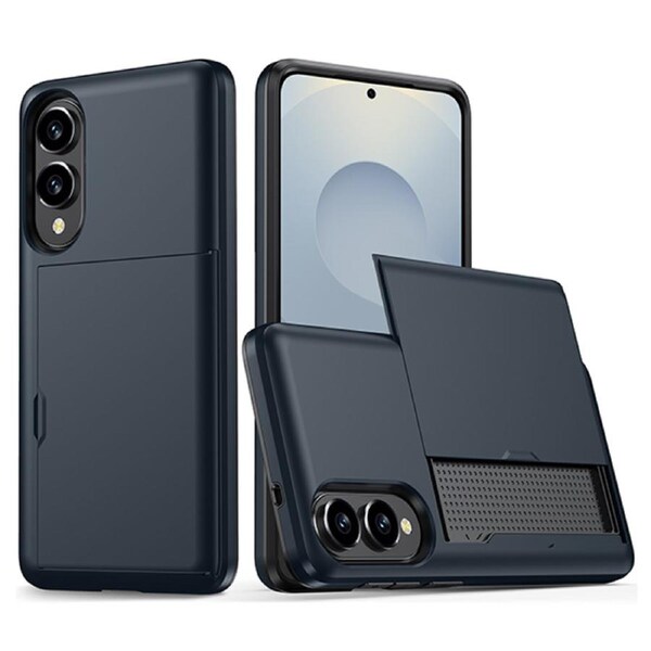 ZUSLAB for Samsung Galaxy S25 Edge Case, Slide Armor Card Holder Protective Shockproof Hard Back Cover - Blue