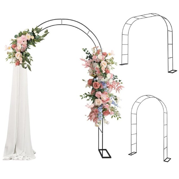 Wedding Archway Garden Arch With Base Trellis Climbing Plants Vine Heavy Duty Black 240cm