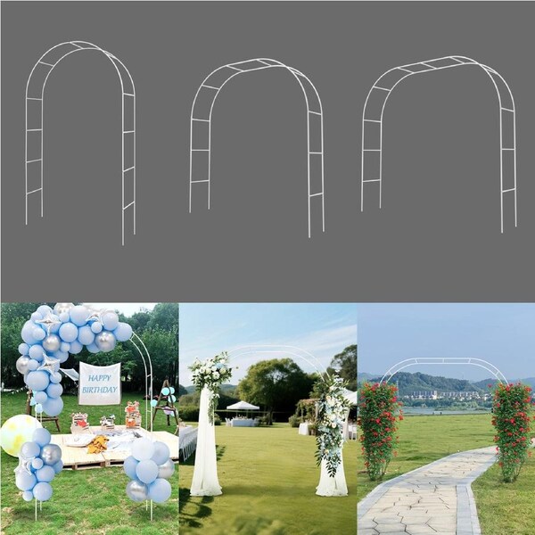 ACA White Metal Garden Arch Pergola Pavilion Wedding Outdoor Home Lawn Climbing Plant Arbour Stand DIY