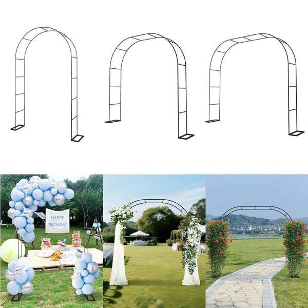 ACA Metal Garden Arbor Wedding Arch with Detachable Base DIY Sizes Climbing Plant Trellis Black