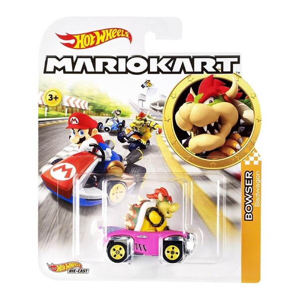 Hot Wheels Die Cast Mario Kart Bowser Badwagon 1:64 Scale Car