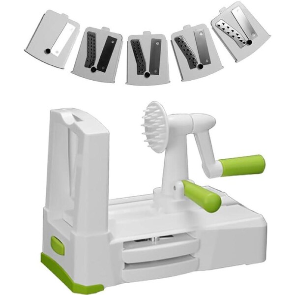 Manual Vegetable Spiral Shredder with 5 Blades ? Zoodle Maker & Slicer
