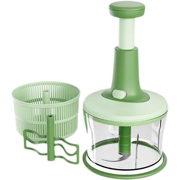 Manual Food Chopper 1200ML ? Hand Pull Meat Grinder, Veg Slicer, Dumpling Filler