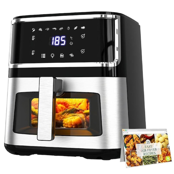 Advwin 10L Air Fryer, Oil-Less Air Fryer, 8 Presets Healthy Electric Cooker LED Touch Digita Screen Kitchen Oven, Silver