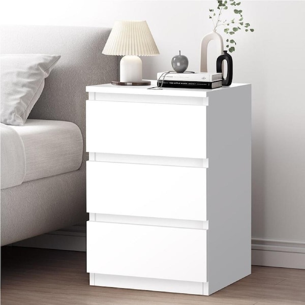 ALFORDSON Bedside Table 3 Drawers White