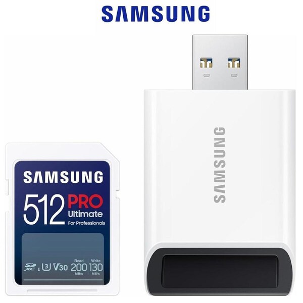 SD Card & USB Reader SAMSUNG PRO Ultimate 512GB SDXC C10 U3 V30 DSLR Memory Card