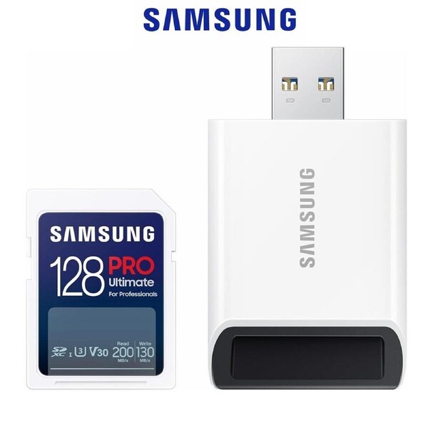 SD Card & USB Reader SAMSUNG PRO Ultimate 128GB SDXC C10 U3 V30 DSLR Memory Card