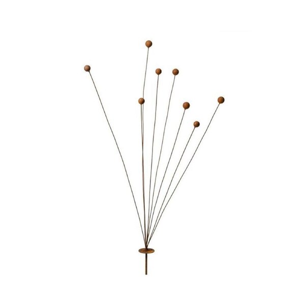 Metal Stake Spray Billy Buttons Garden Ornament Decor 120x50cm Rust