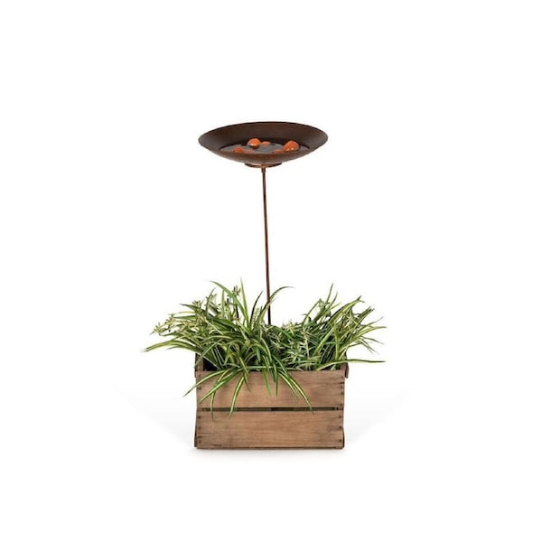 Metal Stake Bird Bath Water Bowl Garden Ornament Decor 40x90cm Rust